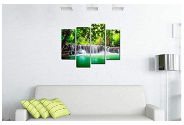 4 Pieces Modern Canvas Painting Wall Art The Picture For Home Decoration Thailand Waterfall In Deep Forest In Kanjanaburi Huay Mae Kamin Landscape Waterfall Print On Canvas