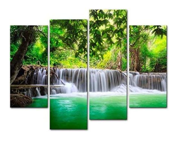 4 Pieces Modern Canvas Painting Wall Art The Picture For Home Decoration Thailand Waterfall In Deep Forest In Kanjanaburi Huay Mae Kamin Landscape Waterfall Print On Canvas