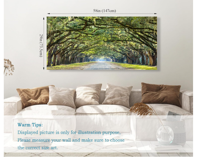 Green Forest Wall Art for Bedroom Decor Oak Woods Landscape Wall Canvas Pictures Large Modern Forest Path Canvas Artwork for Living Room