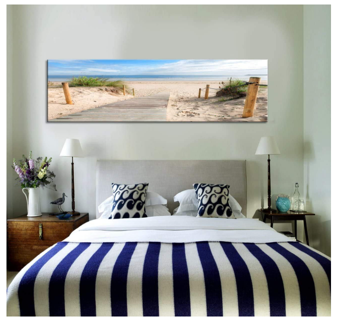 Canvas Wall Art Beach Sunset Ocean Nature Pictures Long Canvas Artwork