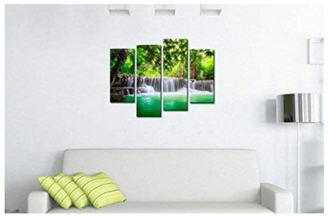 4 Pieces Modern Canvas Painting Wall Art The Picture For Home Decoration Thailand Waterfall In Deep Forest In Kanjanaburi Huay Mae Kamin Landscape Waterfall Print On Canvas