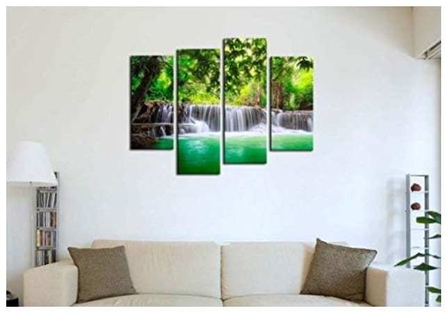 4 Pieces Modern Canvas Painting Wall Art The Picture For Home Decoration Thailand Waterfall In Deep Forest In Kanjanaburi Huay Mae Kamin Landscape Waterfall Print On Canvas