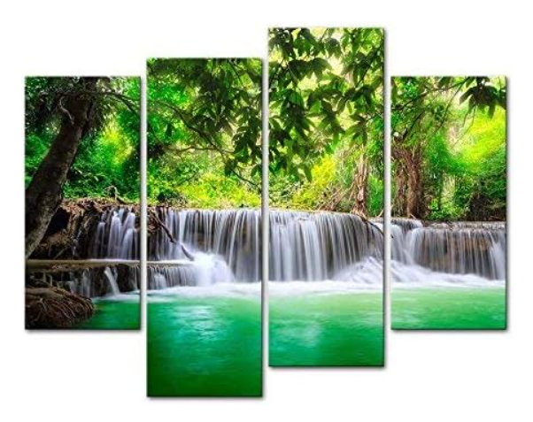 4 Pieces Modern Canvas Painting Wall Art The Picture For Home Decoration Thailand Waterfall In Deep Forest In Kanjanaburi Huay Mae Kamin Landscape Waterfall Print On Canvas