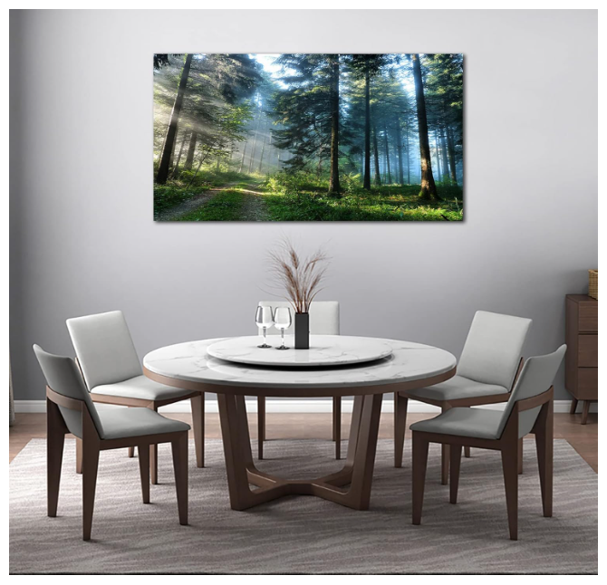 Green Forest Wall Art Landscape Morning Canvas Pictures Large Modern Green Trees Canvas Artwork for Living Room