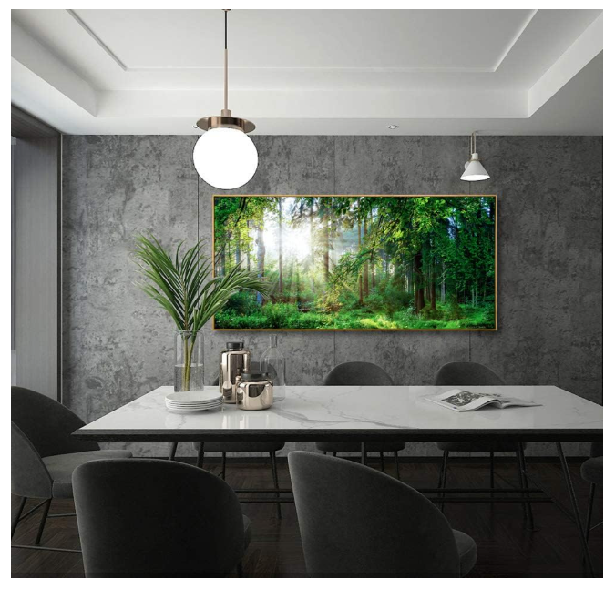 Framed Canvas Wall Art for Living Room Green Forest Landscape Sunshine Over Forest Photograph Printed on Canvas for Home Bedroom