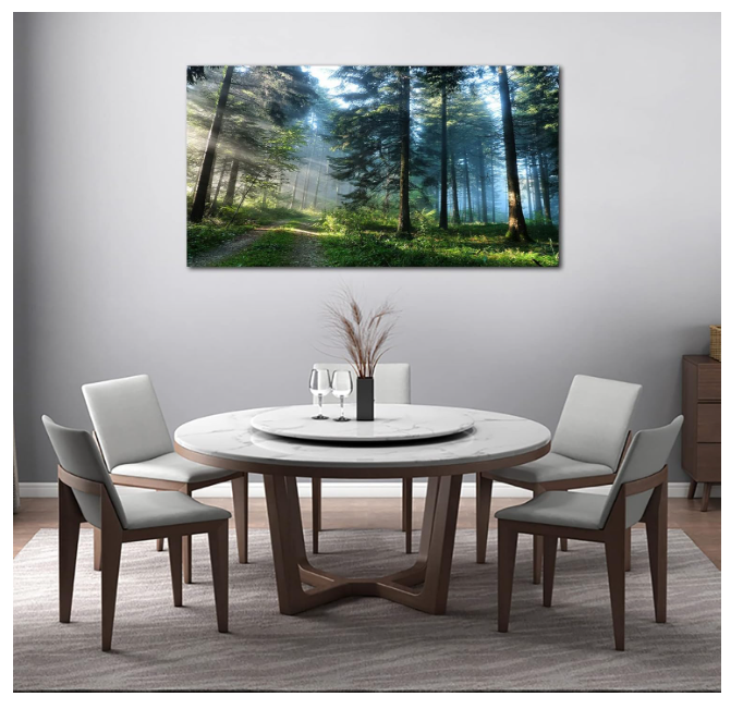 Green Forest Wall Art Landscape Morning Canvas Pictures Large Modern Green Trees Canvas Artwork for Living Room
