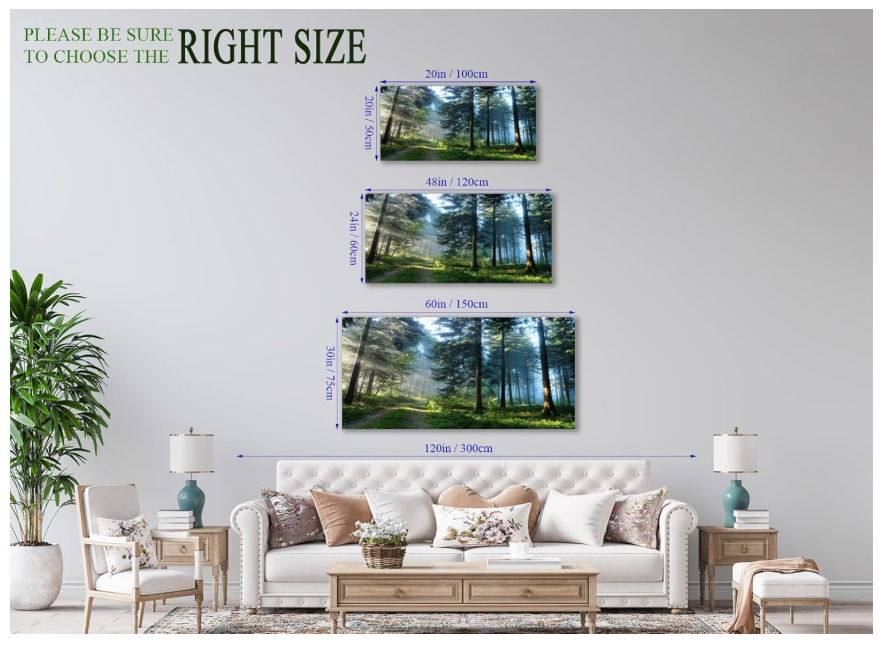 Green Forest Wall Art Landscape Morning Canvas Pictures Large Modern Green Trees Canvas Artwork for Living Room