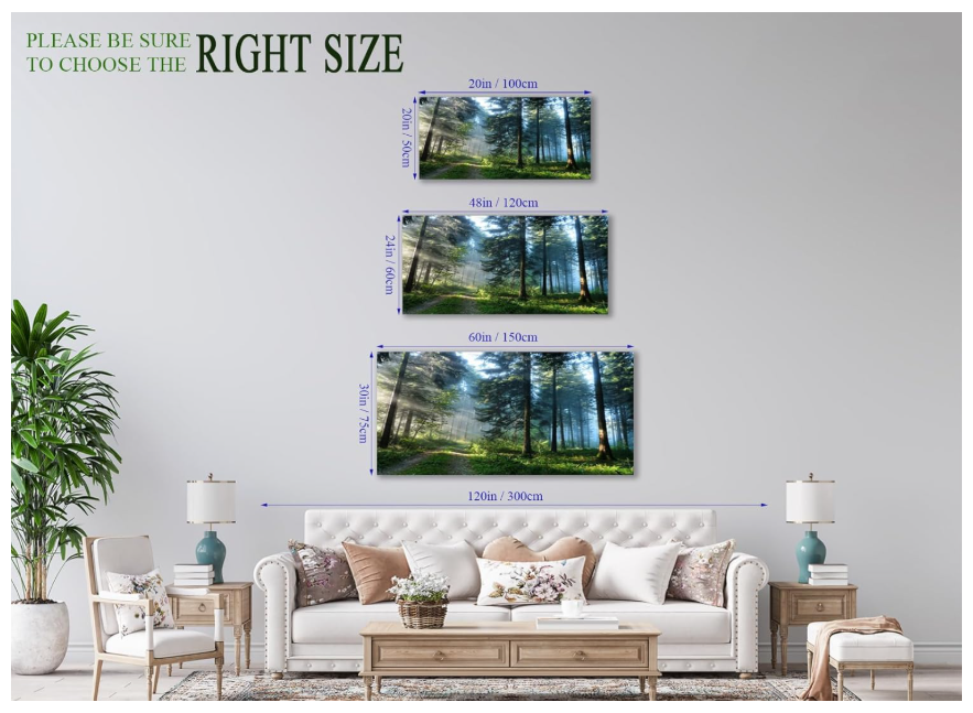 Green Forest Wall Art Landscape Morning Canvas Pictures Large Modern Green Trees Canvas Artwork for Living Room